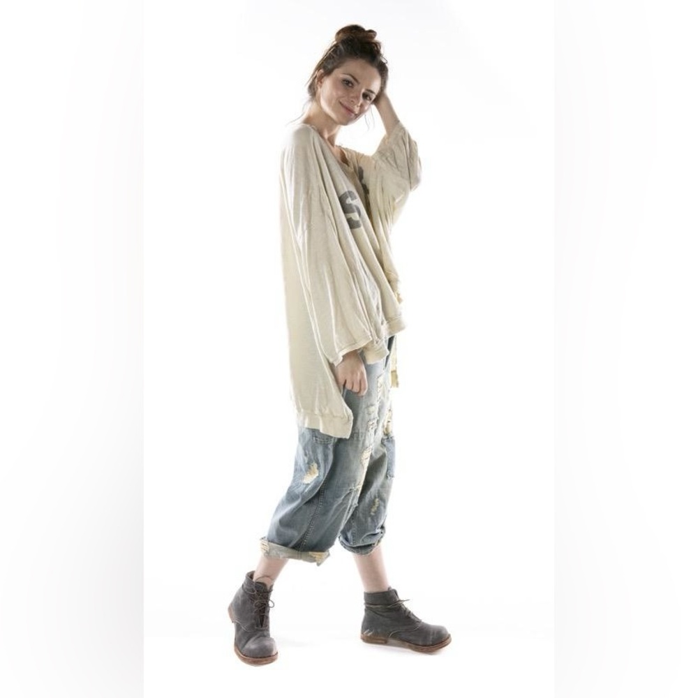 Magnolia Pearl Oversized Hi Lo Bold Star Francis Pullover Cotton Jersey Tee, OS - Picture 2 of 7
